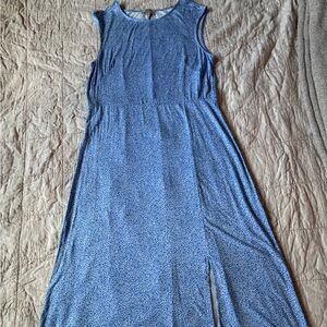 LOFT Blue Sleeveless Maxi Dress with Subtle Print